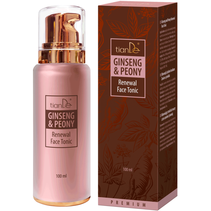 Tonic facial de reînnoire cu ginseng și bujor, 100 ml