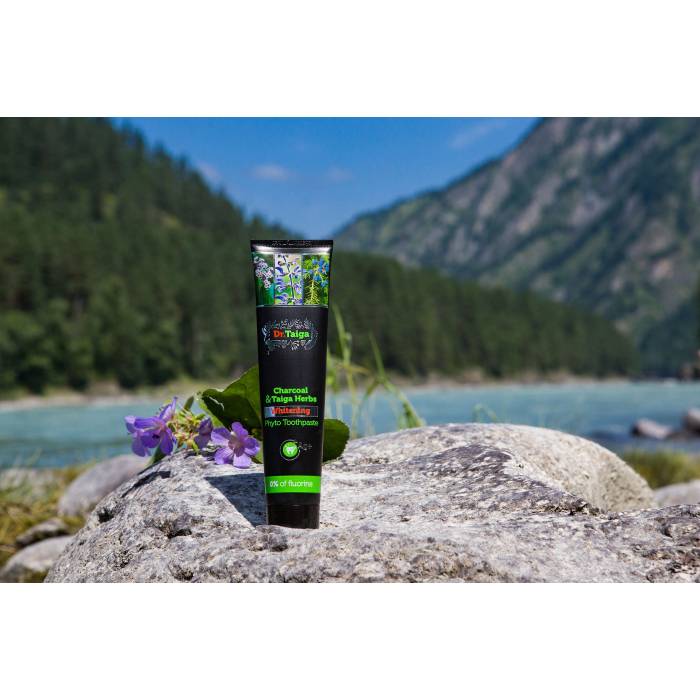 Fito-pastă de dinți pentru albire cu cărbune lemnos și ierburi de taiga, 120 g